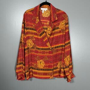 Laura & Jayne Women's Vintage Red & Orange Lightweight 1980's Blazer - Size 8